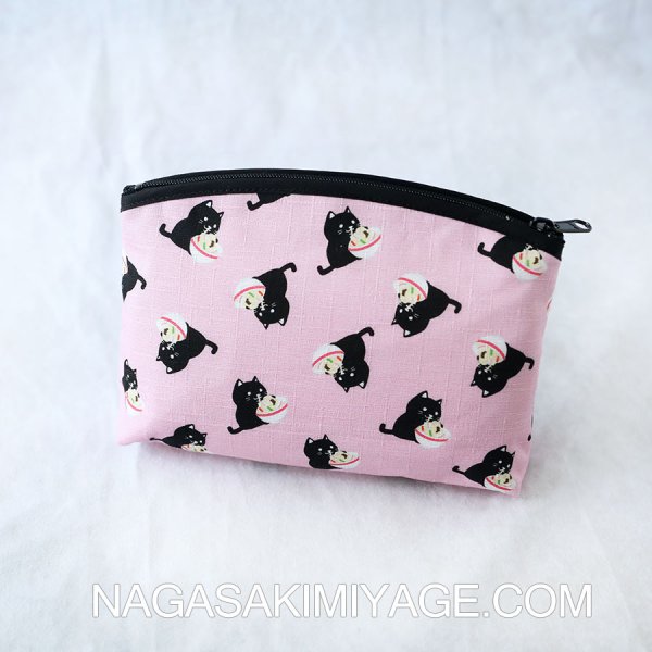 画像1: 尾曲がり猫ポーチ・ピンク (1)
