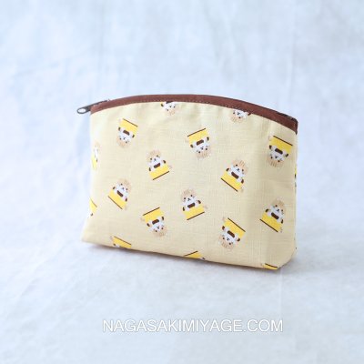 画像1: 尾曲がり猫ポーチ・黄色カステラ