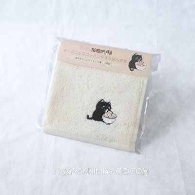 画像2: 長崎尾曲がり猫オーガニックコットンはんかち【ちゃんぽんネコ】