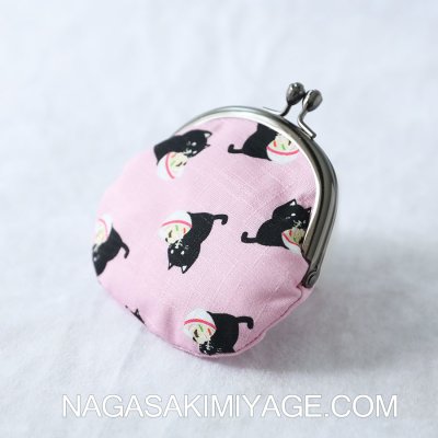 画像2: 尾曲がり猫がま口財布・ピンクちゃんぽん
